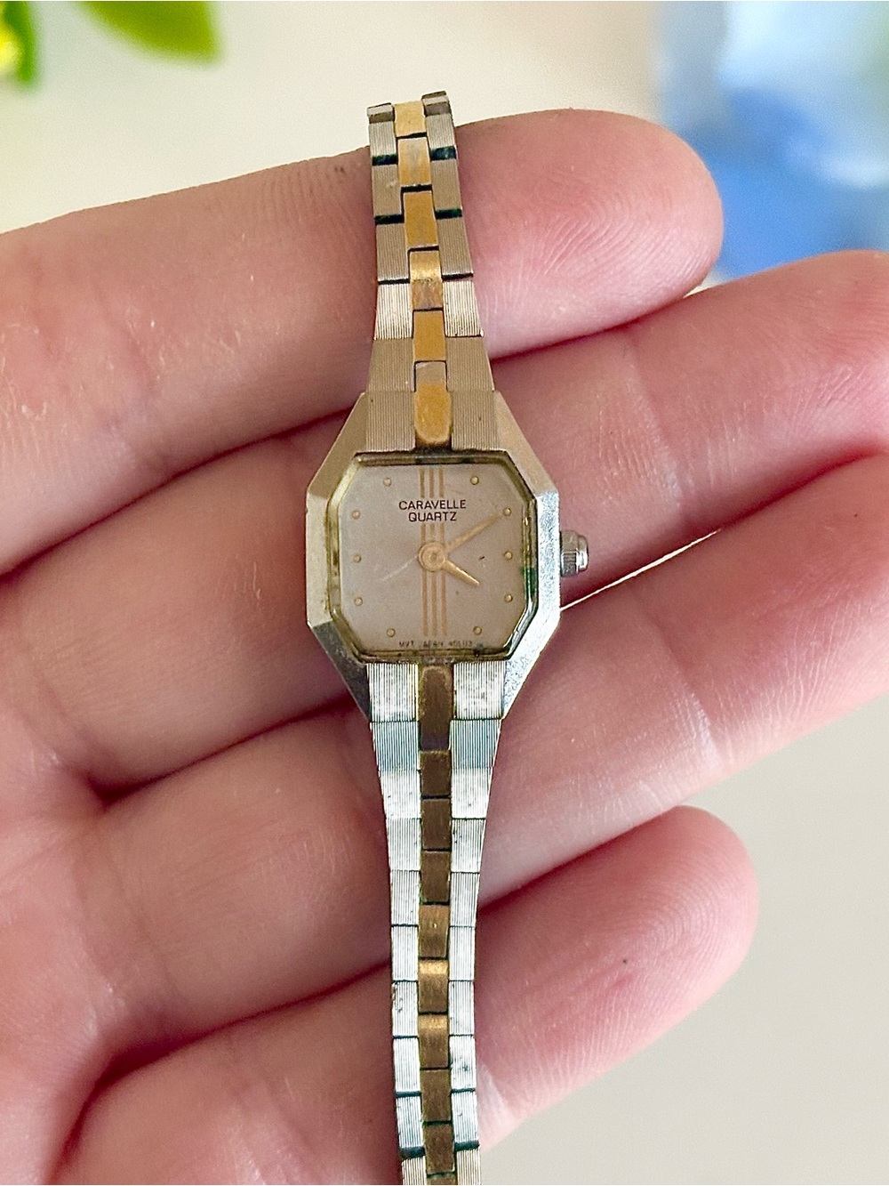 Vintage Caravelle Bulova Petite Two-Tone Octagon Cocktail Watch- Retro Timepiece